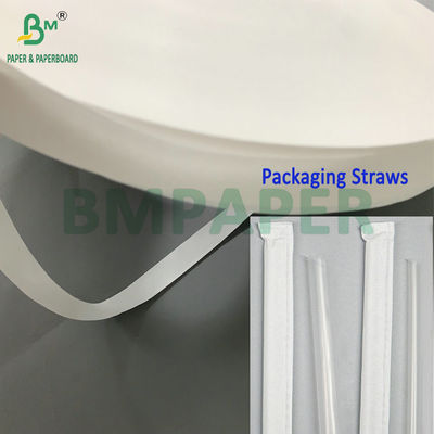 Food Grade 25g White Striped Straw Packaging Paper 24mm / 32mm Wood Pulp