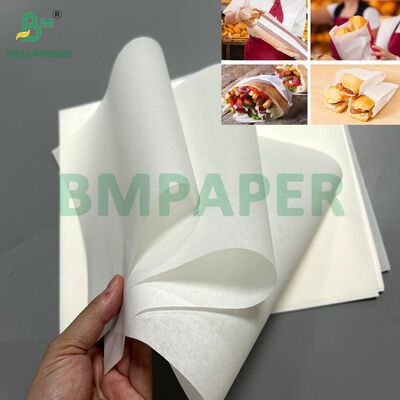 35 gm 40 gm Biały papier tłuszczoodporny do torebek do szybkiego jedzenia 390 mm 532 mm